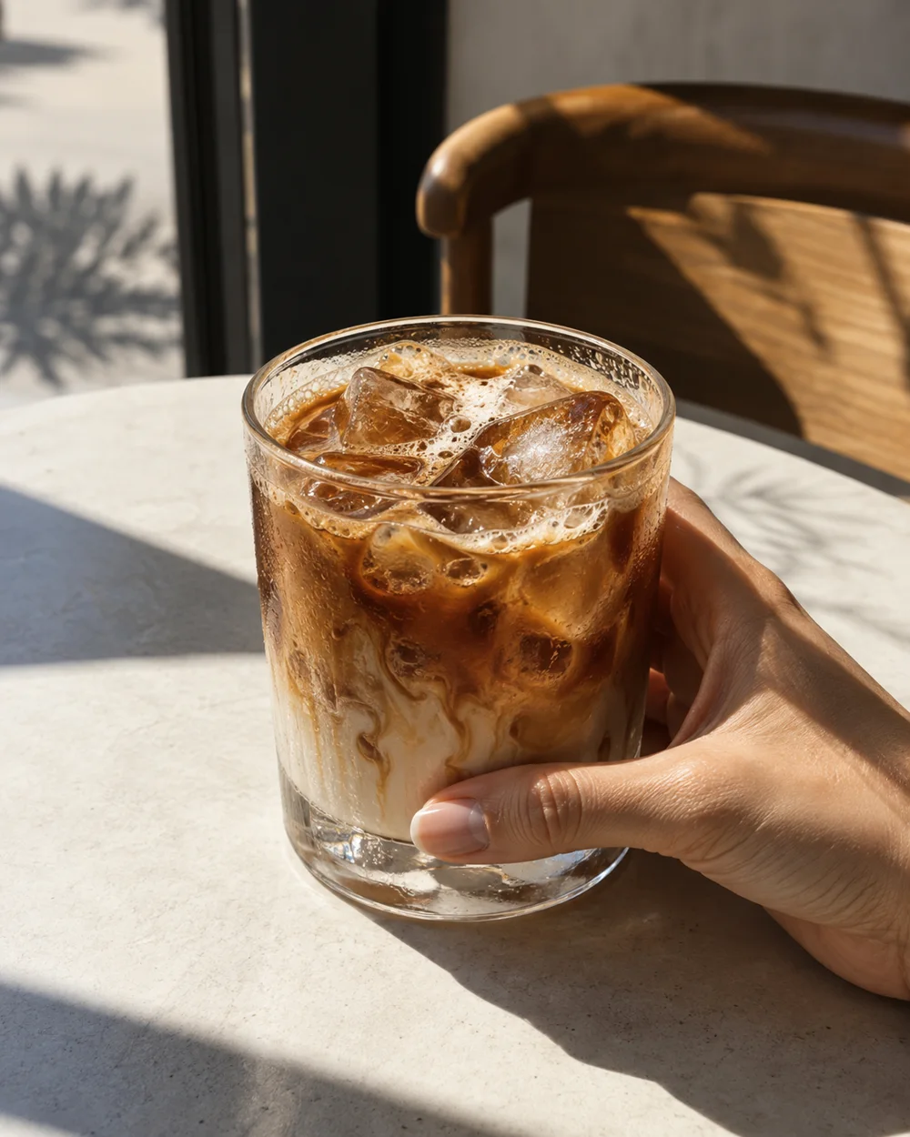 Illustrative café story with iced coffee